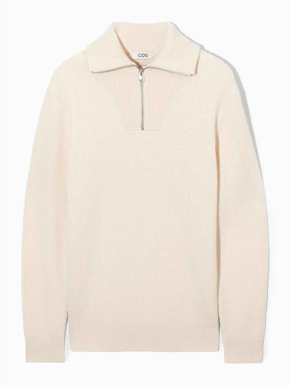 COS Men’s Cream Half-Zip Ribbed Pullover